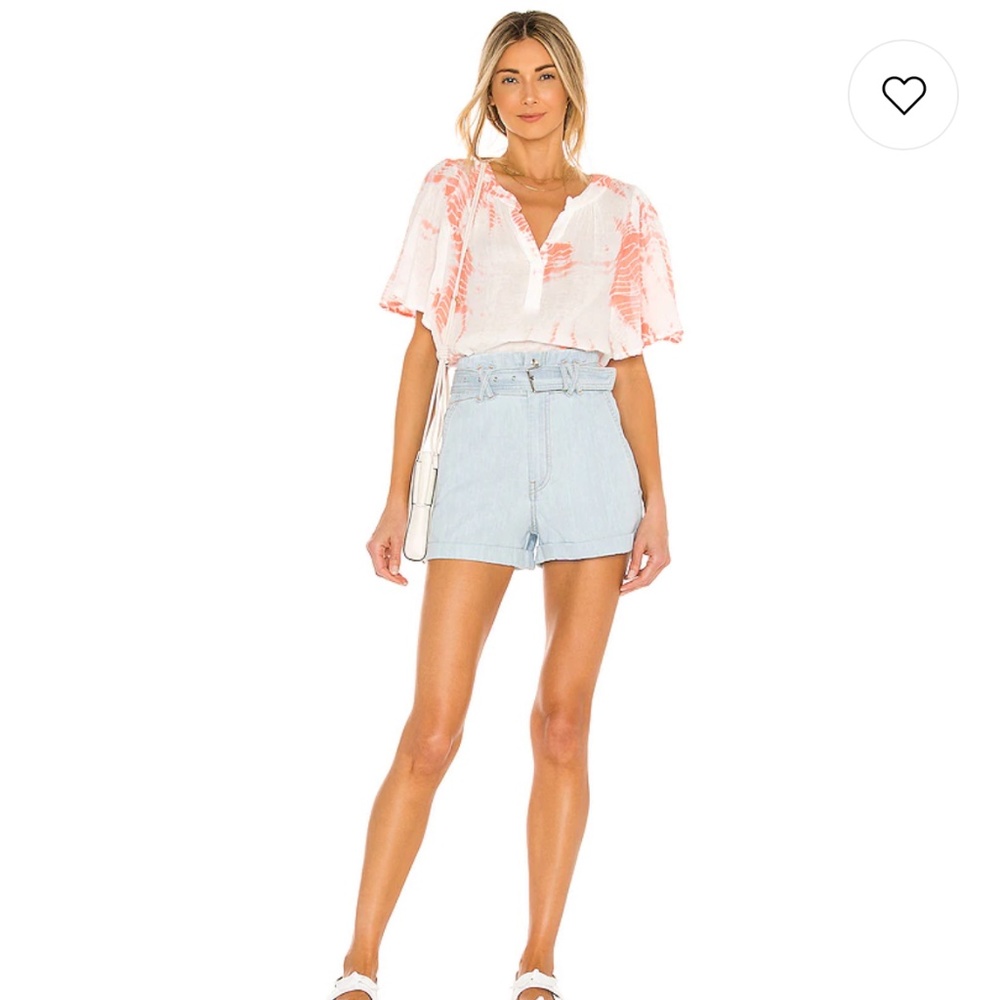 MICHAEL STARS KAMALA FLUTTER SLEEVE POPOVER TOP IN FRESCO, SIZE SMALL - Picture 4 of 4